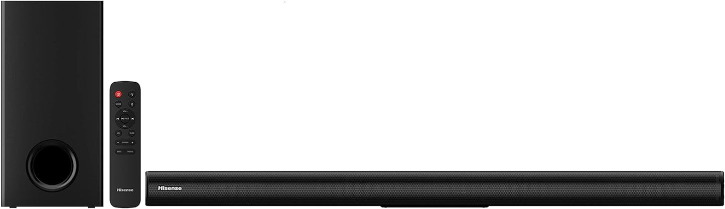 Hisense HS218 2.1ch Sound Bar with Wireless Subwoofer, 200W, Powered by Dolby Audio, Roku TV ready, Bluetooth, HDMI ARC/Optical/AUX/USB, 3 EQ Modes